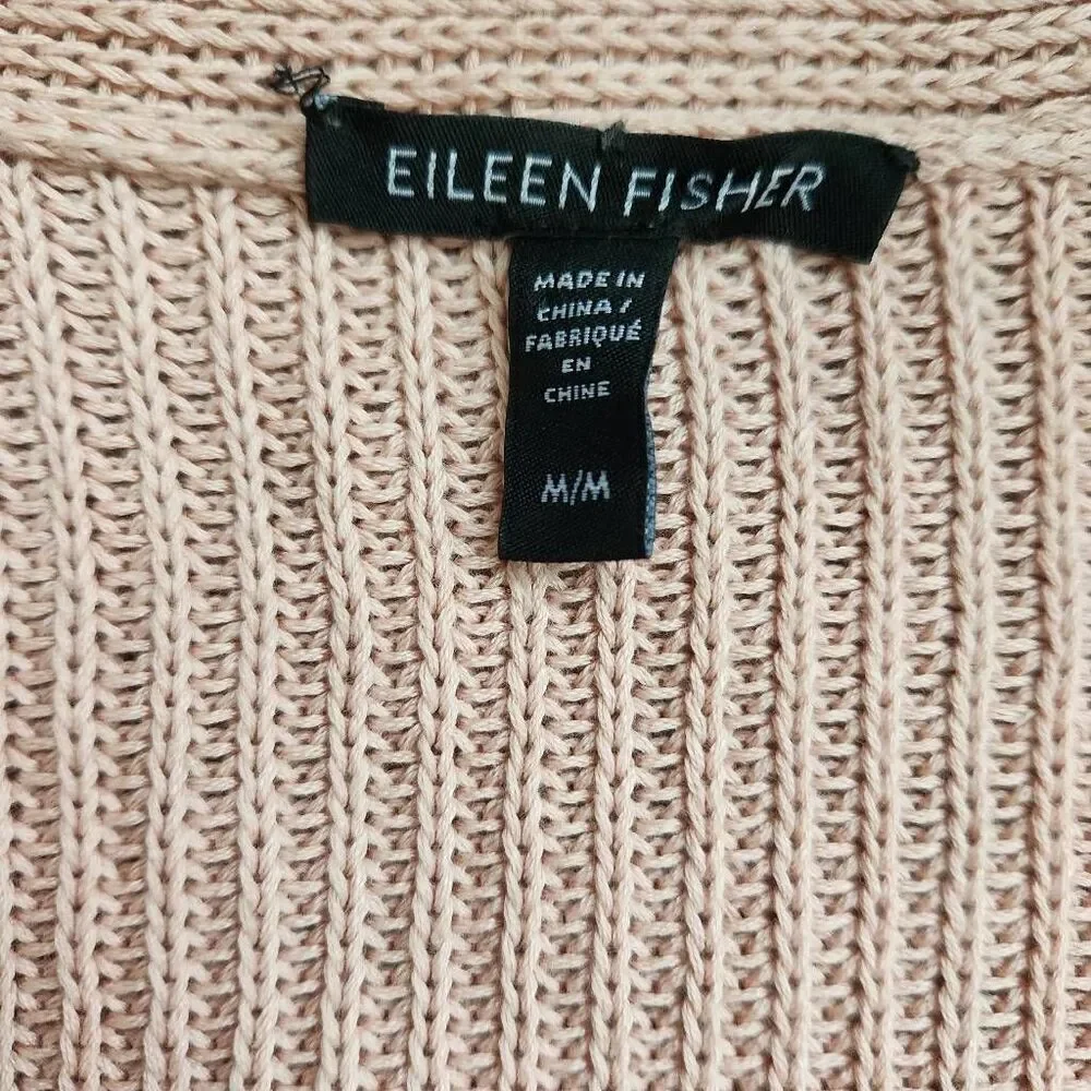 Eileen Fisher Sweater Womens Medium Organic Linen Cotton Tunic Knit Pink‎